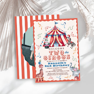 Convites Dois ao Circo Carnaval Tenda Foto 2º Aniversário