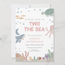Dois ao Mar Fofa Rosa Aquarela Menina 2º Aniversár