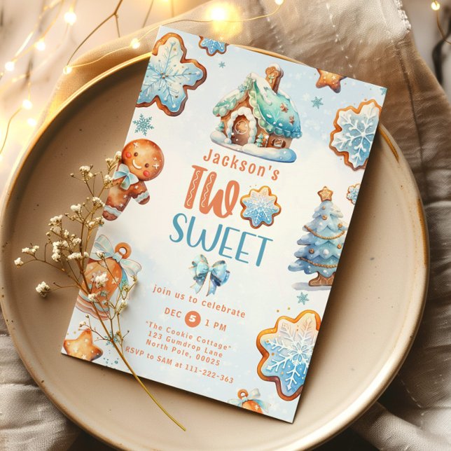 Convites Dois biscoitos de Natal doce segundo aniversário (Criador carregado)