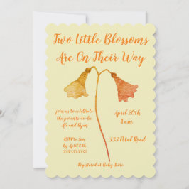 Convites Dois Blossomas Laranja Flor Chá de fraldas