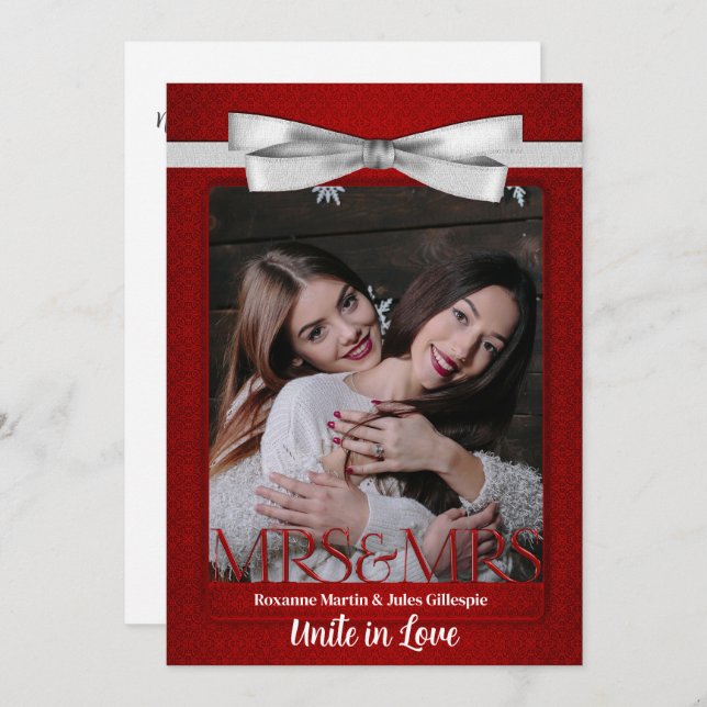 Convites Dois Brides Vermelho com Casamento Branco (Frente/Verso)