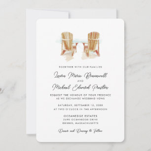 Convites Dois Cadeiras Adirondack de Aquarela Casamento