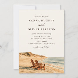 Convites Dois Cadeiras de Praia Golden Hour Aquarela Casame