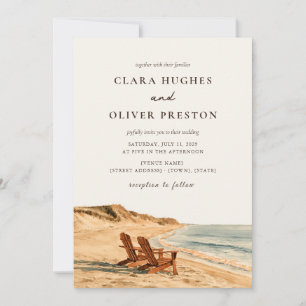 Convites Dois Cadeiras de Praia Golden Hour Aquarela Casame