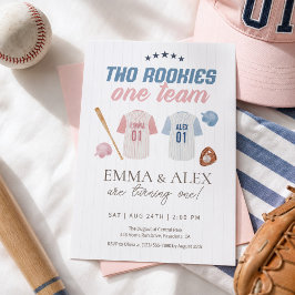 Convites Dois Calouros Uma Equipe Béisbol Aniversário de Ir