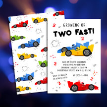 Dois Carros de Corrida Coloridos Velozes 2º Aniver