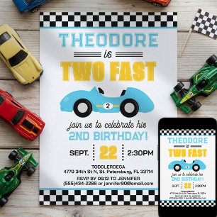 Convites Dois Carros de Corrida Rápidos 2º Aniversário