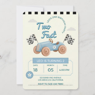 Convites Dois Carros de Corrida Velozes Menino 2º Aniversár