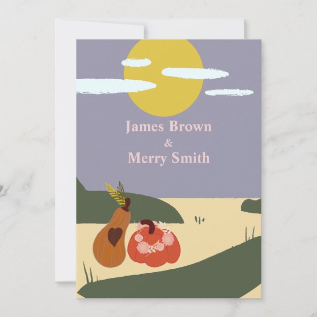 Convites Dois Casamento do Sol da Praia Pumpkins (Frente)