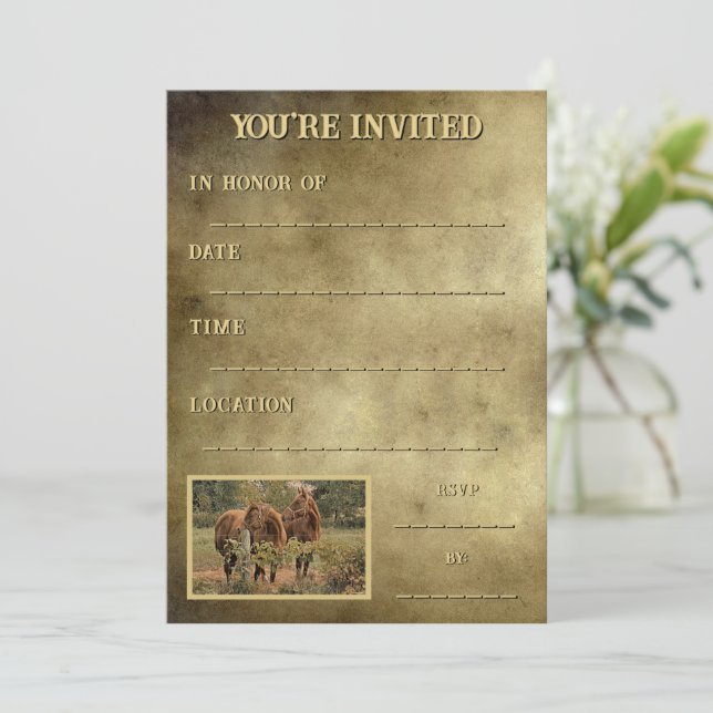 Convites Dois Cavalos para aquele campo ou Fazenda (Em pé/Frente)