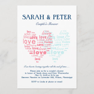 Convites Dois corações batendo juntos/Casais doces Chá