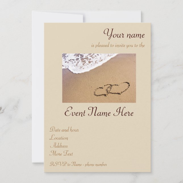 Convites Dois Corações Na Areia (Frente)