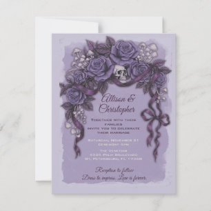 Convites Dois Corações Um Amor, Casamento Roxo Gótico