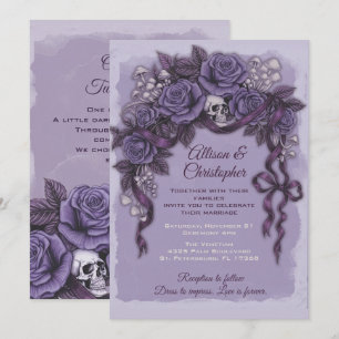 Convites Dois Corações Um Amor, Casamento Roxo Gótico