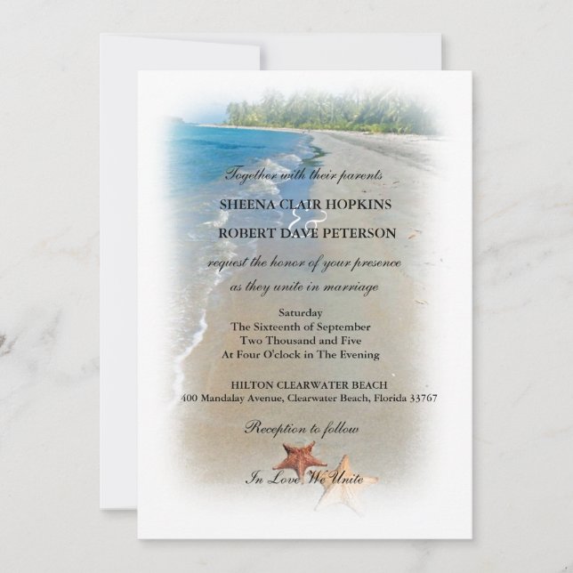 Convites Dois de nós| Casamento de Starfish Ocean Love (Frente)