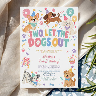 Convites Dois Deixe os Cães Sair Festa de Aniversário de 2