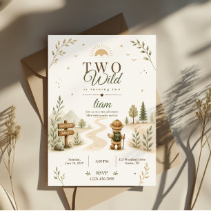 Convites Dois Design de Aniversário de Explorador Boho Selv