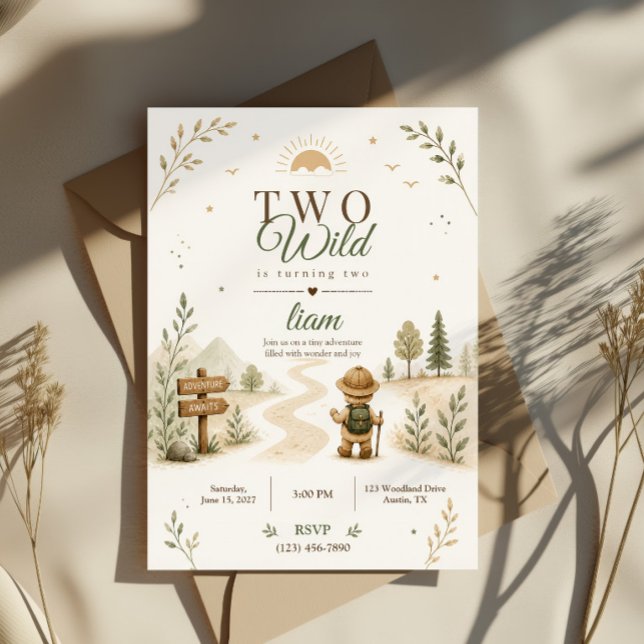 Convites Dois Design de Aniversário de Explorador Boho Selv (Criador carregado)