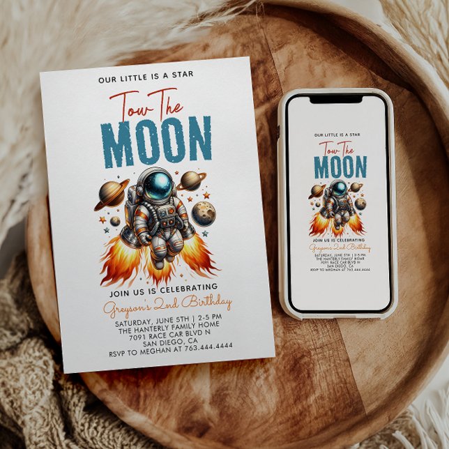 Convites Dois do espaço do segundo aniversário da Lua (Criador carregado)