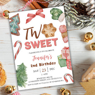 Convites Dois Doce! Segundo aniversário de Natal de inverno