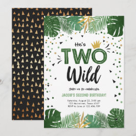 Convites Dois Dourado Safari Tropical no Segundo Aniversári