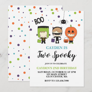 Convites Dois Espantosos Aniversariantes de Halloween