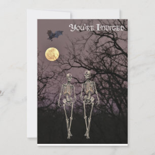 Convites Dois Esqueletos Caminham Pela Floresta Assombrada