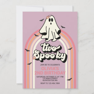 Convites Dois Fantasmagóricos Aniversário de Halloween Retr