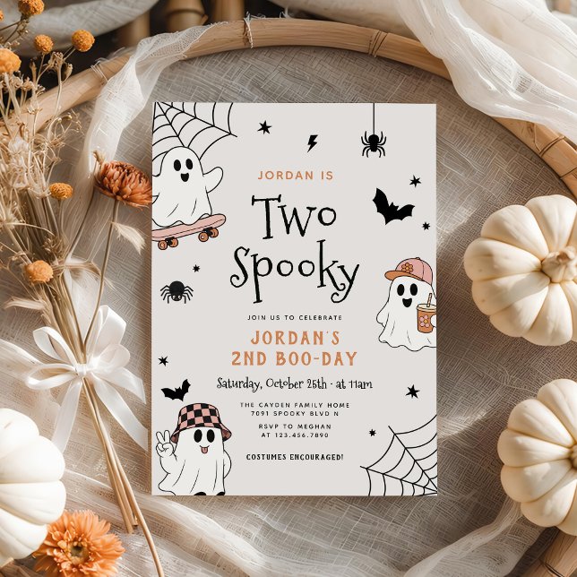 Convites Dois Fantasmas Assustadores de Halloween Aniversár (Criador carregado)
