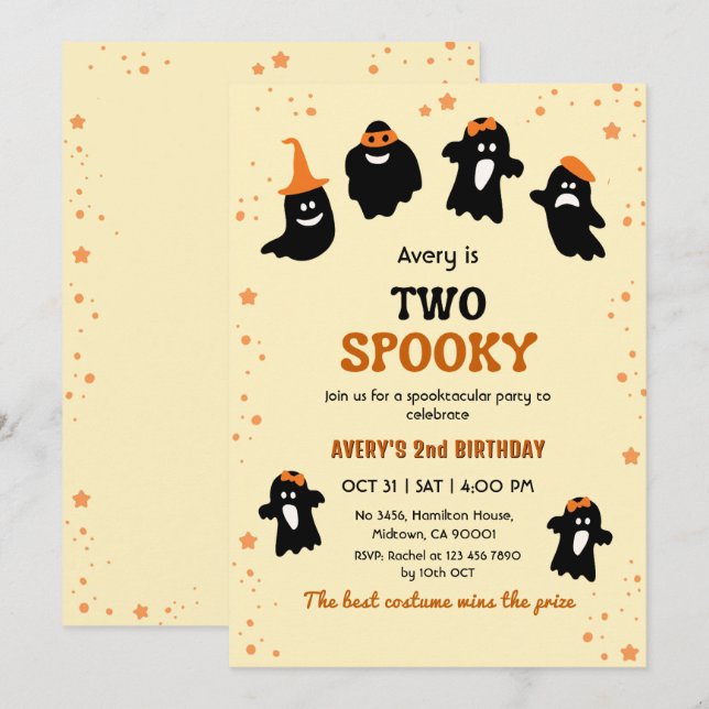 Convites Dois fantasmas de aniversário assustadores e capri (Frente/Verso)