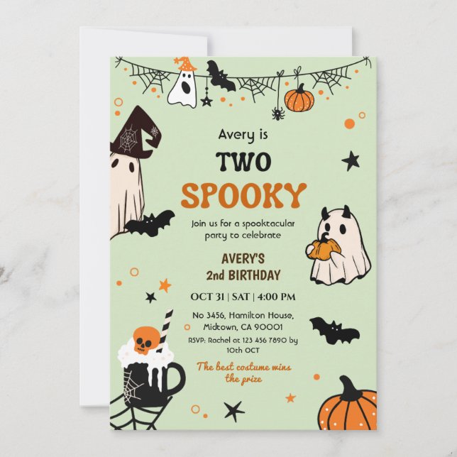 Convites Dois Fantasmas Divertidos de Aniversário de Hallow (Frente)