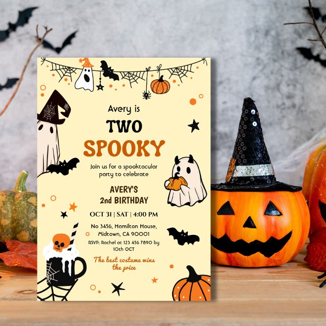 Convites Dois Fantasmas Divertidos de Aniversário de Hallow (Criador carregado)