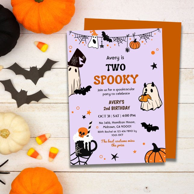 Convites Dois Fantasmas Divertidos de Aniversário de Hallow (Criador carregado)