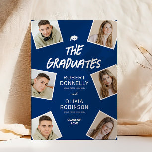 Convites Dois Graduados Foto Azul Formatura Conjunto