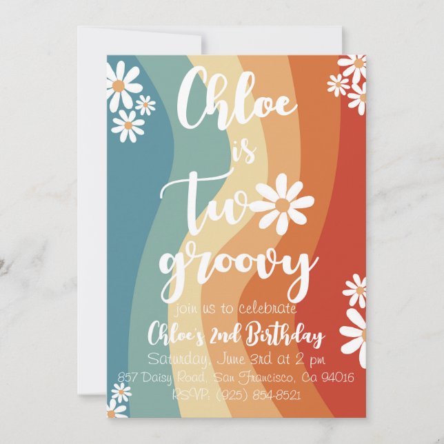 Convites Dois Groovy Retro (Frente)