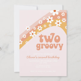 Convites Dois Groovy Retro margarida boho floral segundo an