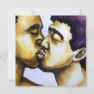 Convites Dois Homens Beijando Casamento Bi-Racial de Casais