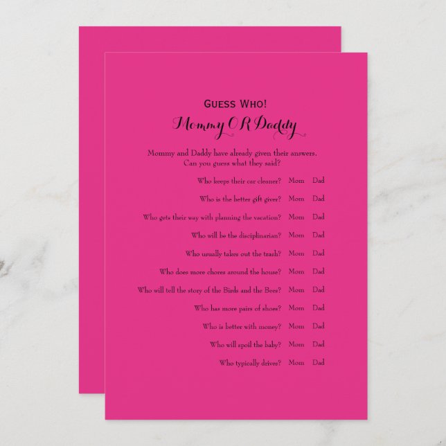 Convites Dois jogos de Chá de fraldas (Frente/Verso)