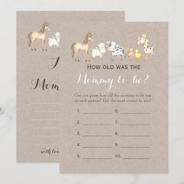 Convites Dois jogos de Chá de fraldas - Quão Antigos | Acon (Frente/Verso)