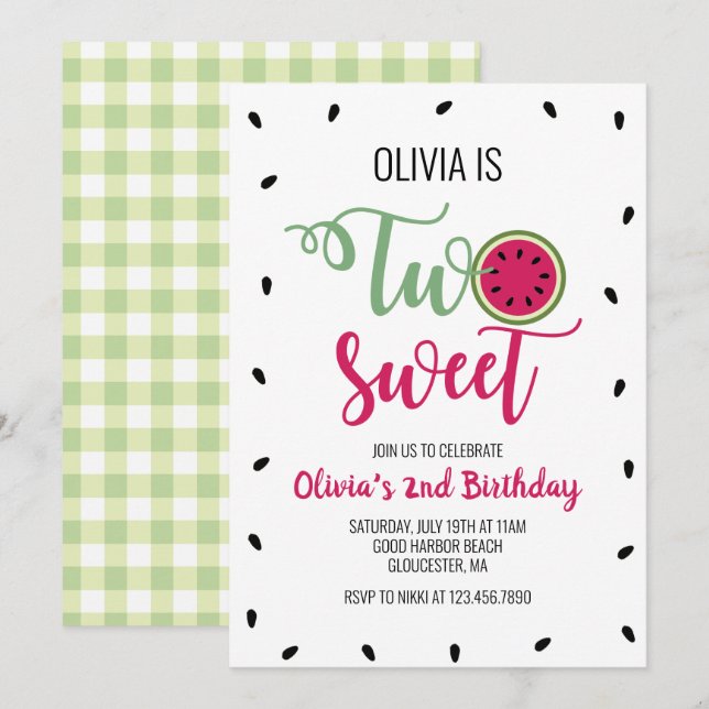 Convites Dois Melões Doces 2º Aniversário (Frente/Verso)