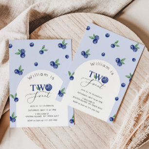 Convites Dois menino blueberry doce 2º aniversário