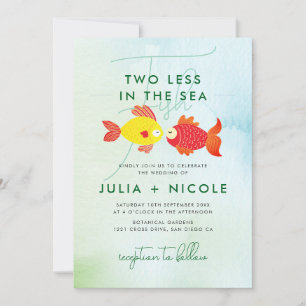 Convites Dois Menos Peixes no Casamento Subaquático do Mar