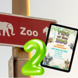 Convites Dois no Zoológico, Animal de Festa com Óculos de S