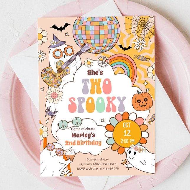 Convites Dois Noivado do 2º Aniversário do Retro Halloween (Criador carregado)