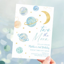 Convites Dois Noivados Dourados Da Lua Pastel Azul