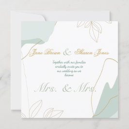 Convites Dois Noivos Casamento Lésbico Aquarela Verde