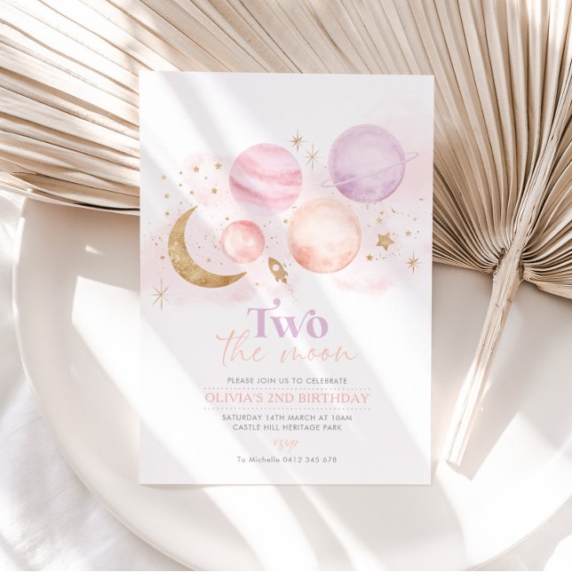 Convites Dois O Espaço Da segundo aniversário Da Lua (Criador carregado)