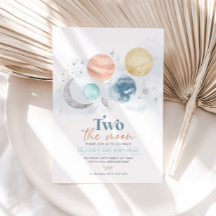 Convites Dois O segundo aniversário Da Lua.