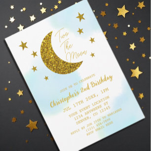 Convites Dois O segundo aniversário Da Lua