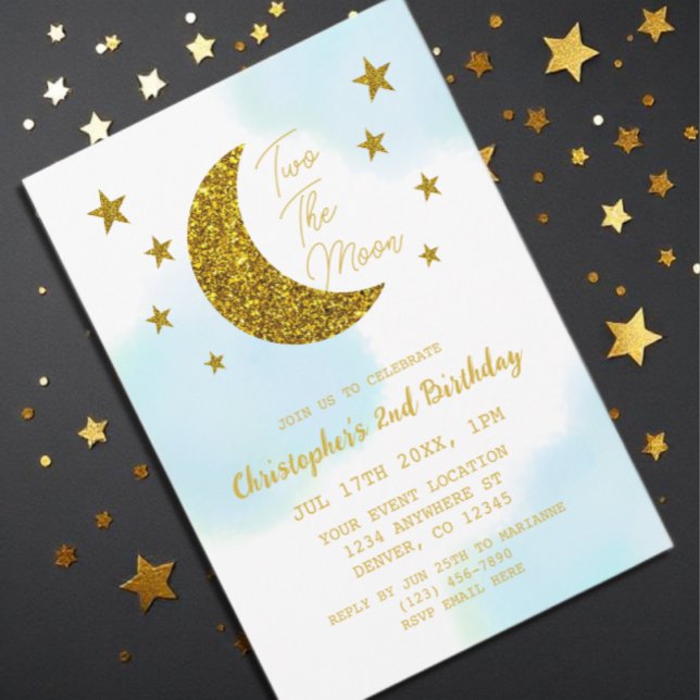 Convites Dois O segundo aniversário Da Lua (Criador carregado)